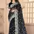 Black Sequin Zari Resham Stone Embroidered Border Net Party Wear Saree With Matching Blouse Piece