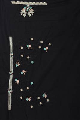 Black Sequin Zari Resham Stone Embroidered Border Net Party Wear Saree With Matching Blouse Piece 5