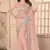 Peach Sequin Zari Resham Stone Embroidered Border Net Party Wear Saree With Matching Blouse Piece