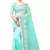 Sky Blue Zari Resham Moti Stone Embroidered Net Party Wear Saree With Blouse Piece