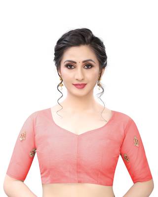 Pink Zari Resham Moti Stone Embroidered Net Party Wear Saree With Blouse Piece 4