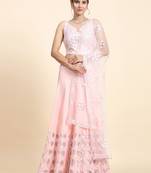 Dreamy Baby Pink Silk Thread with Paper Mirror & Cut Work Semi-Stitched Lehenga Choli Set