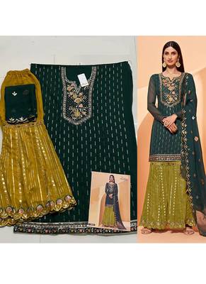 Dark Teal Georgette Pakistani Salwar Kameez 5