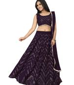 Wine Thread with Sequin Embroidery Faux Georgette Semi Stitched Designer Lehenga Choli