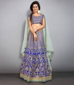 Royal Blue Sequin, Dori & Zari Embroidery Tafeta Silk Semi Stitched Designer Lehenga Choli