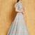 Light Turquoise Thread, Zari and Paper Mirror Embroidered Organza One Shoulder Bridal Lehenga Choli
