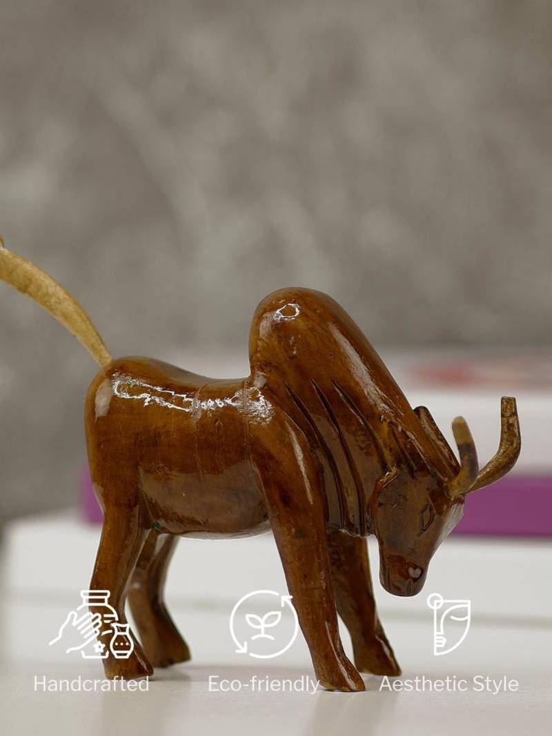SOWPEACE Wooden Bull Horns of Power | Artisan Tabletop Decor, 10cm Glossy