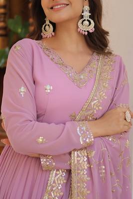 Lavender Color Designer Trending Georgette Gown Dupatta Collection 6