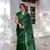 Dark Green Georgette Solid/Zari And Satin Stripes Stone Border Saree Without Blouse