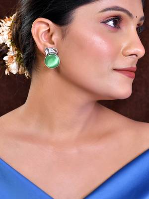 silver plated elephant green  american diamond 1