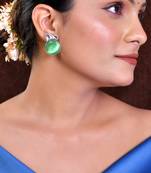 silver plated elephant green  american diamond