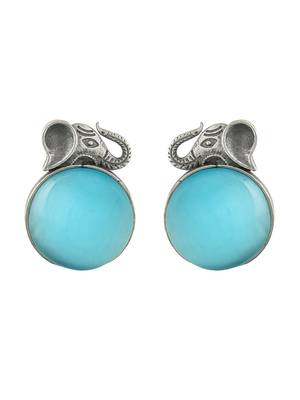 silver plated elephant blue american diamond 4