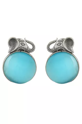 silver plated elephant blue american diamond