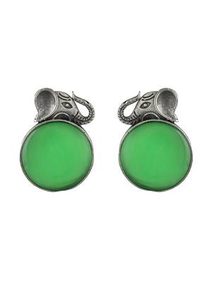 silver plated elephant green  american diamond 2