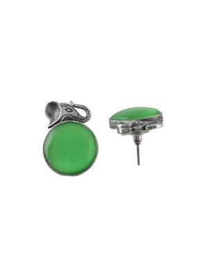 silver plated elephant green  american diamond 3