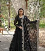 Black  Color Designer Trending  Georgette Gown-Dupatta Collection