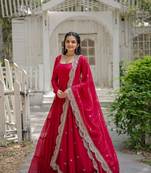 Pink  Color Designer Trending  Georgette Gown-Dupatta Collection