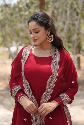 Pink Color Designer Trending Georgette Gown Dupatta Collection 5