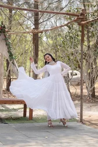 White Color Designer Kurti Dupatta Collections