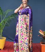 Women's Purple Paithani Silk Zari Woven Saree with Blouse