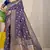 Women's Navy Blue Faux Kanjivaram Silk Zari Woven Saree with Blouse