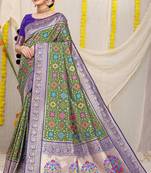 Women's Green Faux Patola Silk Zari Woven Saree with Blouse