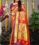 Women's Maroon Faux Banarasi Silk Zari Woven Saree with Blouse