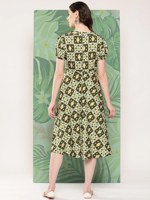 Dark green square dress 3