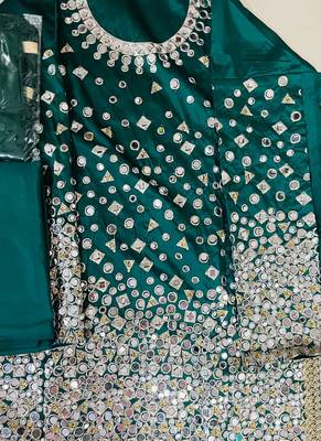 Dark Green Designer Taffeta Silk Punjabi Salwar Suit 3