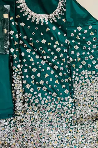 Dark Green Designer Taffeta Silk Punjabi Salwar Suit