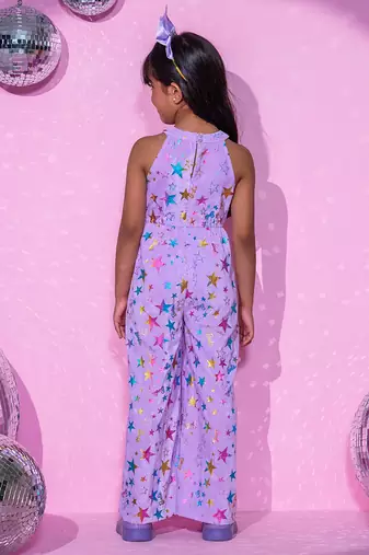 Purple jumpsuit with 3d bow