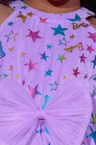 Purple jumpsuit with 3d bow