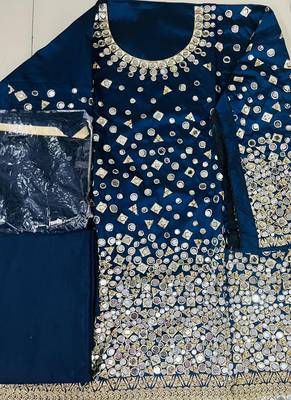 Blue Designer Taffeta Silk Punjabi salwar suit 2