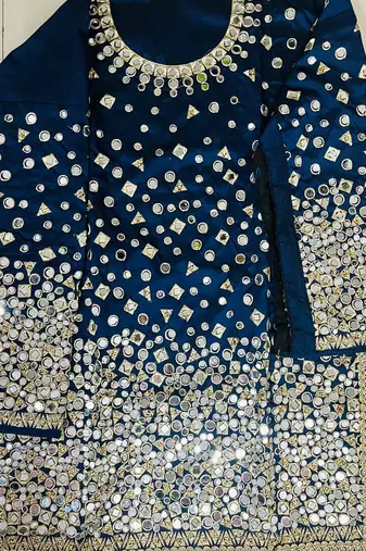 Blue Designer Taffeta Silk Punjabi salwar suit
