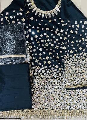 Black Designer Taffeta Silk Patiala Salwar Suit 2