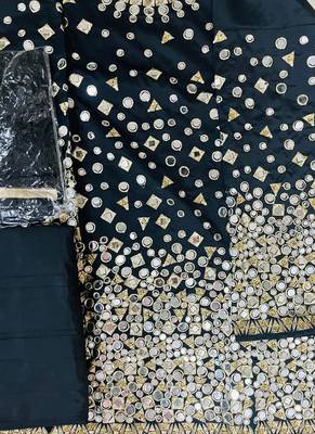Black Designer Taffeta Silk Patiala Salwar Suit 3