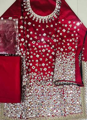 Taffeta Silk Mirror Work Maroon Punjabi salwar suit 2