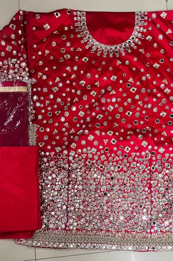 Magenta Designer Taffeta Silk Punjabi Salwar Suit