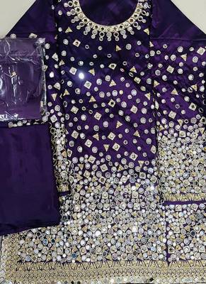 Wine Designer Taffeta Silk Patiala Salwar Suit 2