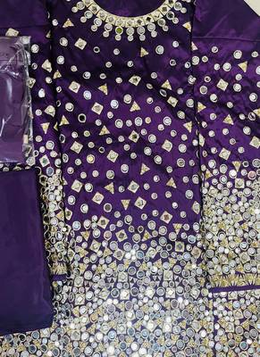 Wine Designer Taffeta Silk Patiala Salwar Suit 3