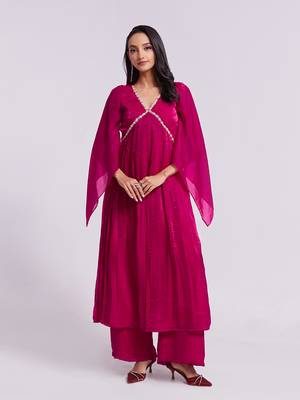 Elegant pink kurta palazzo set 1