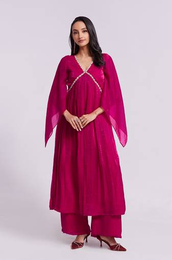 Elegant pink kurta palazzo set
