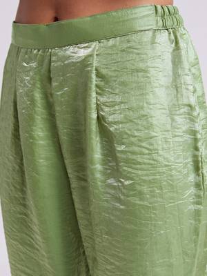 Stylish green asymmetrical kurta set 4