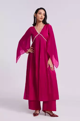 Elegant pink kurta palazzo set