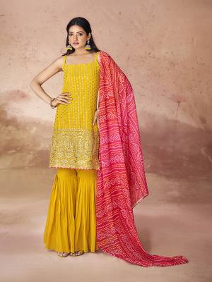 Mustard threadwork sharara set 1