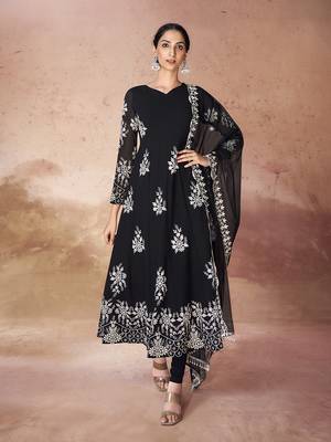 Black embroidered anarkali suit 1