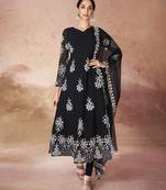 Black embroidered anarkali suit