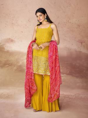 Mustard threadwork sharara set 2