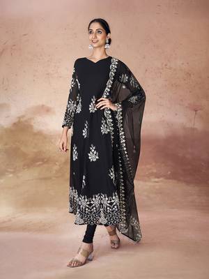 Black embroidered anarkali suit 2