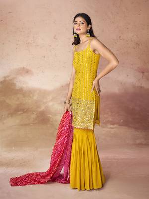 Mustard threadwork sharara set 3